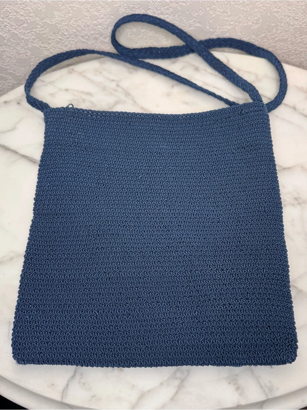 Handwoven Blue Crossbody Bag with beautiful dragonfly Bead Embellishments